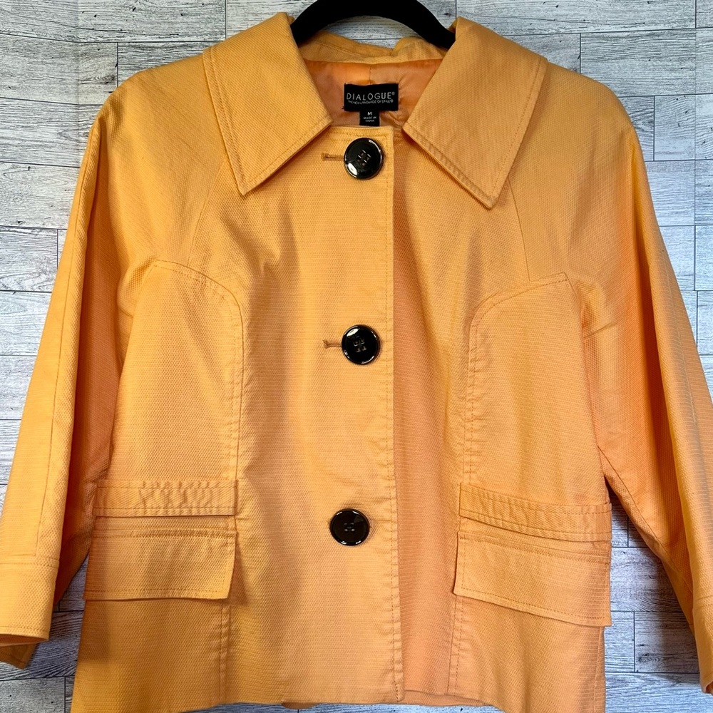 Dialogue Orange Jacket W/ Oversized Buttons, Front Pockets, Lined (Size M)
